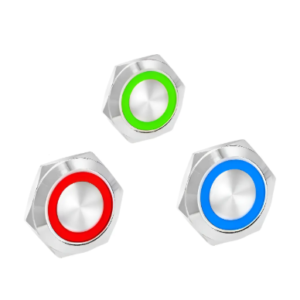 Botão Interruptor Pulso 12v 24v Aço Inox Led Rgb 16mm Anel Iluminado Colorido