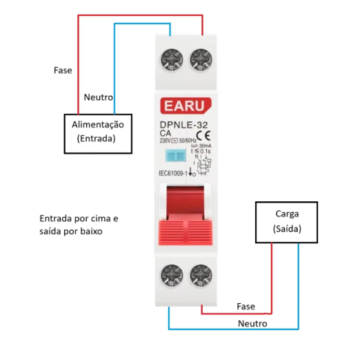 Disjuntor Dr Ddr 18mm Compacto 2 Polos 10a 6ka 30ma - Imagem 4